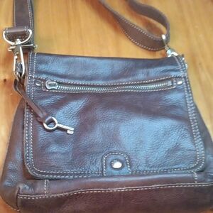 Fossil Brown Leather Crossbody Bag